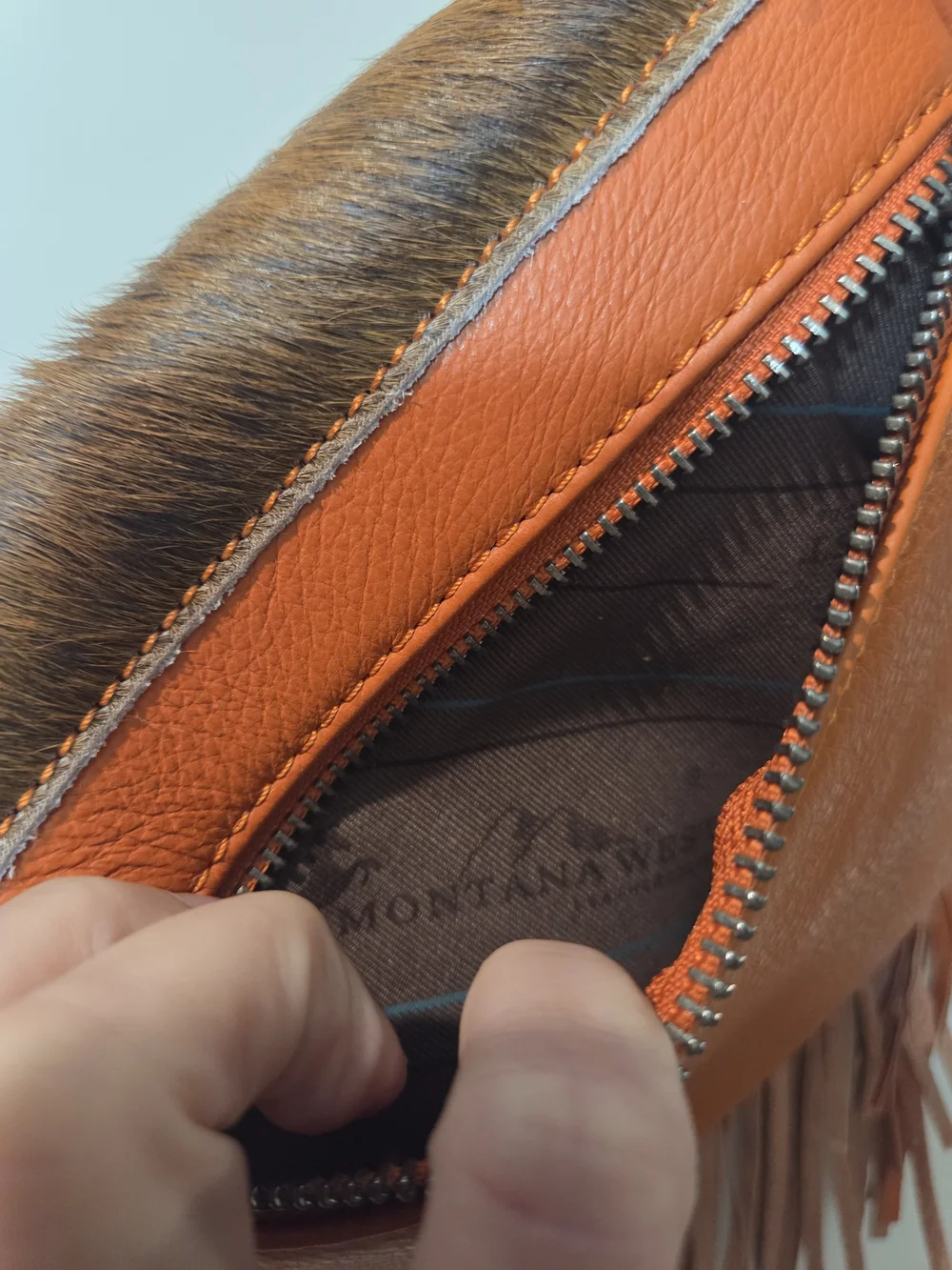 Montana West Brown and White Hair-On Hide Fringe Crossbody Bag